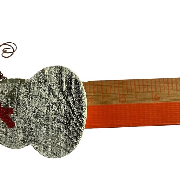 Hand-Painted Rustic Wooden Snowman Ornament Twine Hanger Wire Arms Christmas 4" - Picture 3 of 3